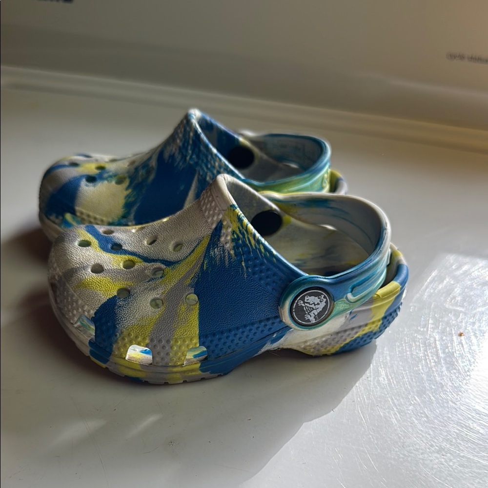 CROCS Blue and Yellow Water Shoes with Ventilation
